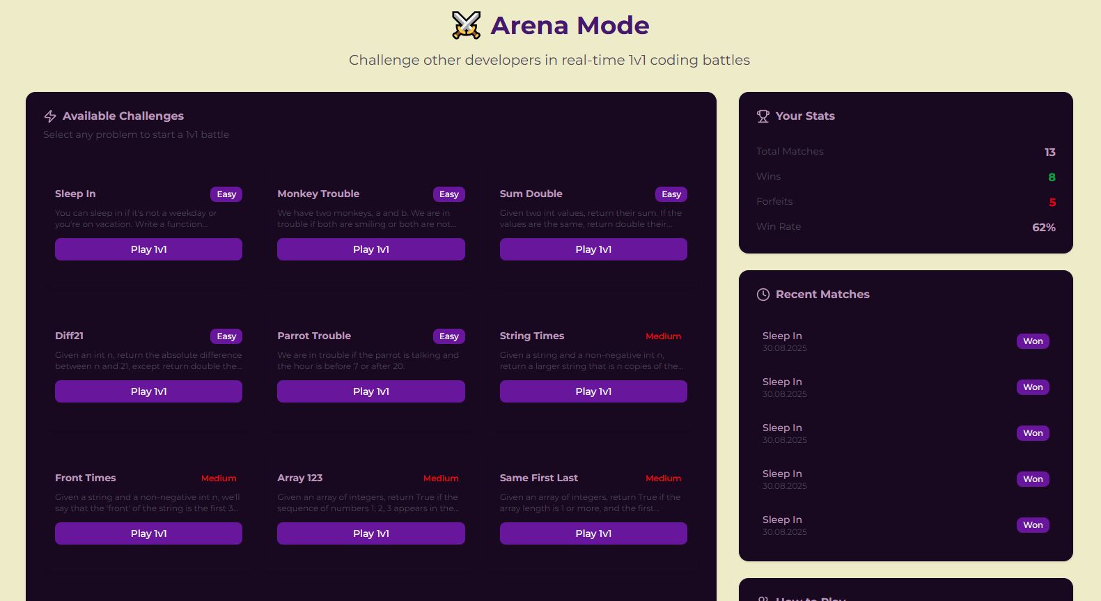 1v1 Coding Battle Demo